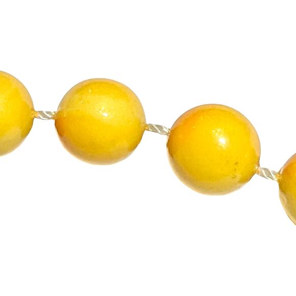 Vintage Yellow Pink Round Beaded Necklace 24" Swirls Boho Spring Easter Summer - Picture 4 of 6